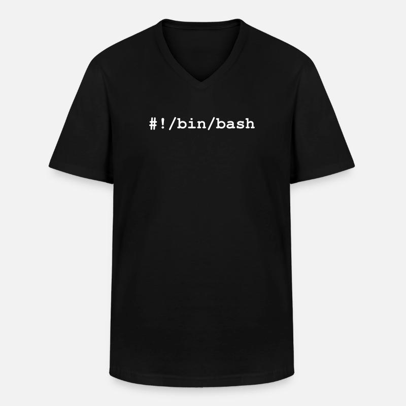 Bash / Bourne-Again Shell i Linux og Unix - Klassisk herre T-shirt med V-udskæring - sort