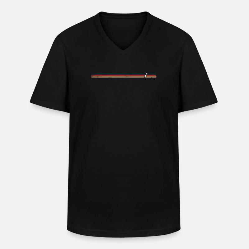 Giraffe auf bunter Streifenhintergrund - Männer-T-Shirt mit V-Ausschnitt - Schwarz
