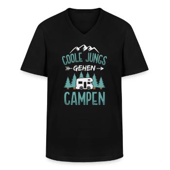 Camping Jungs Camper Wohnmobil Campingplatz - Männer-T-Shirt mit V-Ausschnitt - Schwarz - Vorne - AI Model Male 178 dark (178cm)