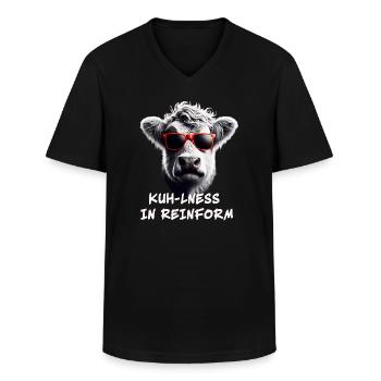 Lustige Kuh mit Sonnenbrille Witzige Sprüche Humor - Männer-T-Shirt mit V-Ausschnitt - Schwarz - Vorne - AI Model Male 178 dark (178cm)