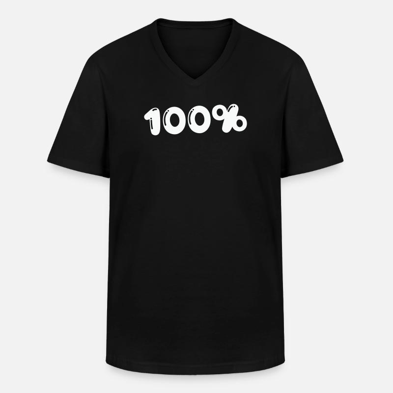 100% - Männer-T-Shirt mit V-Ausschnitt - Schwarz