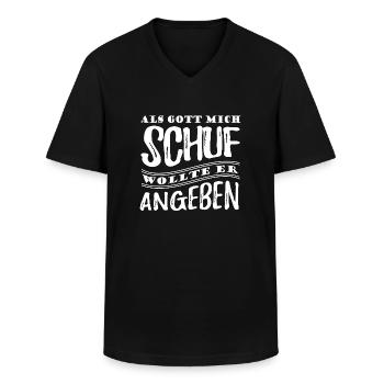 Als Gott mich schuf wollte er angeben - Spruch - Männer-T-Shirt mit V-Ausschnitt - Schwarz - Vorne - AI Model Male 178 dark (178cm)