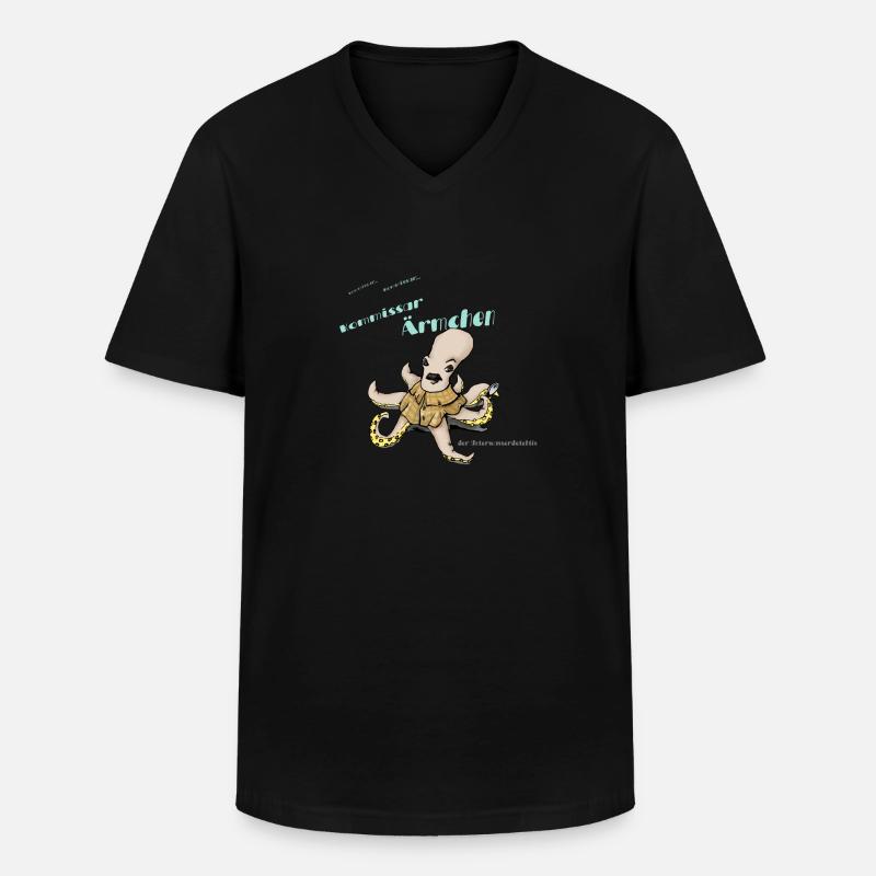 Kommissar Ärmchen - Männer-T-Shirt mit V-Ausschnitt - Schwarz