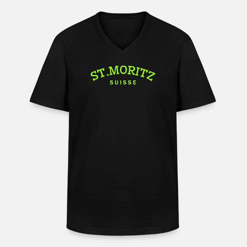 St. Moritz - Suisse - Schweiz - Swiss - Männer-T-Shirt mit V-Ausschnitt - Schwarz