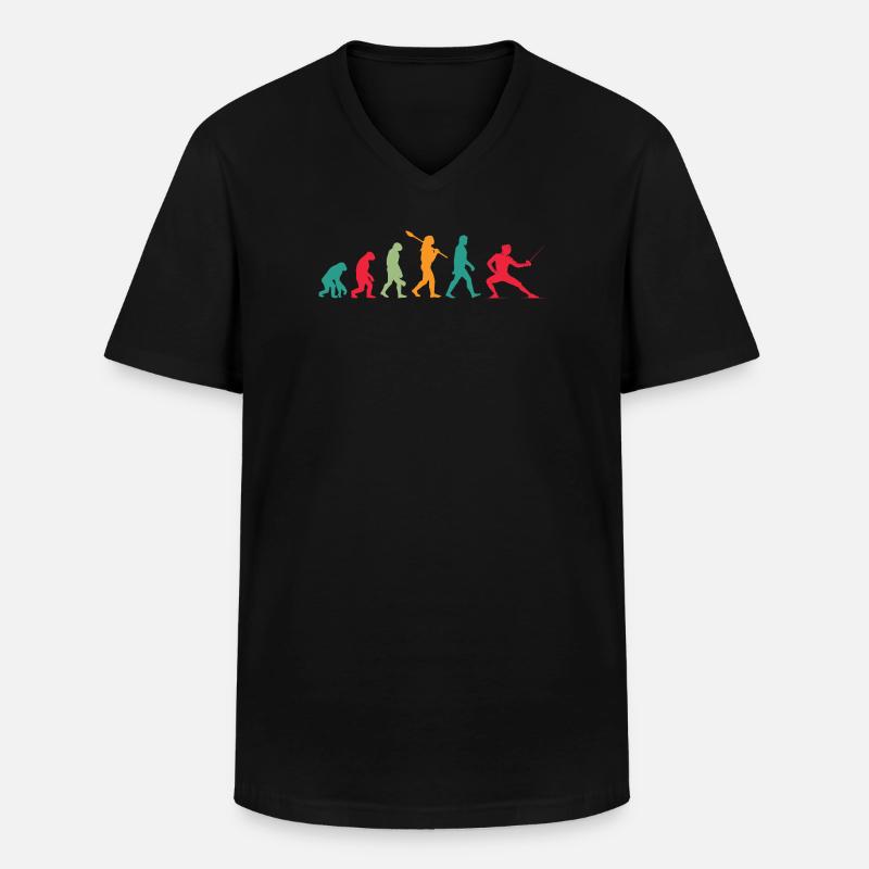 Fechten Evolution - Männer-T-Shirt mit V-Ausschnitt - Schwarz