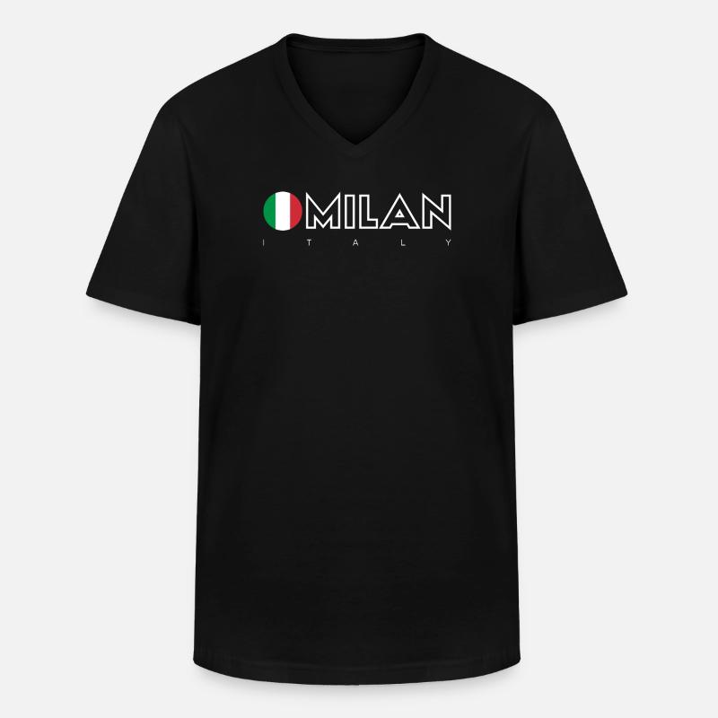 Mailand - Männer-T-Shirt mit V-Ausschnitt - Schwarz
