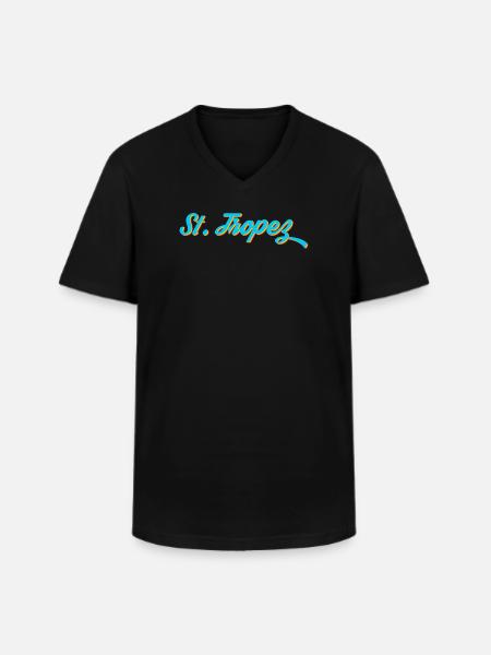 St. Tropez Neon Calligraphy - Men's V-Neck T-Shirt - black