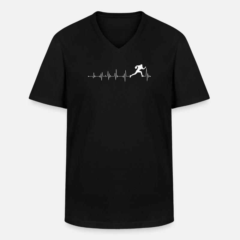 Heartbeat Running Silhouette Design - Männer-T-Shirt mit V-Ausschnitt - Schwarz