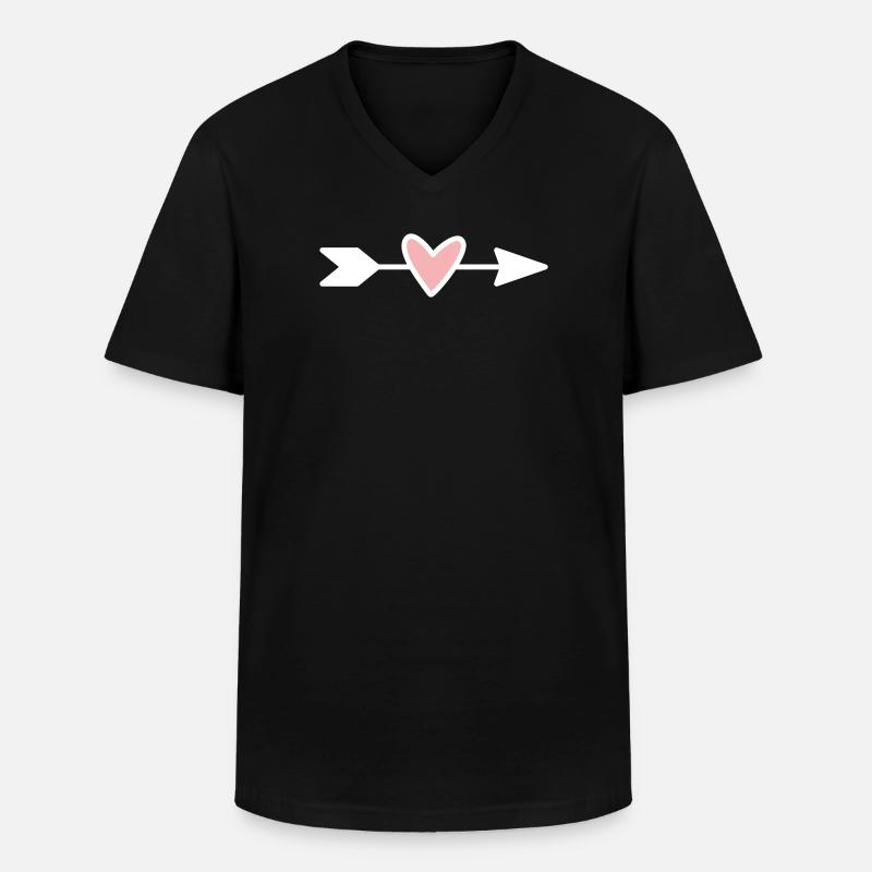 Herzpfeil Minimaldesign - Männer-T-Shirt mit V-Ausschnitt - Schwarz