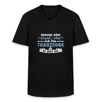 Morgens müde, abends blau - Trauzeuge - Spruch - Männer-T-Shirt mit V-Ausschnitt - Schwarz - Vorne - AI Model Male 178 dark (178cm)
