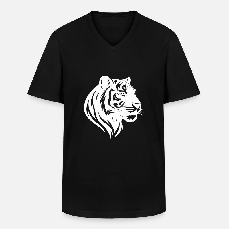 tiger kopf tribal - Männer-T-Shirt mit V-Ausschnitt - Schwarz