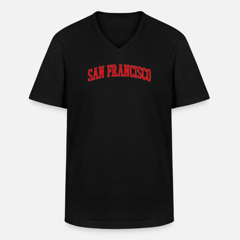 San Francisco Bogen Schriftzug - Männer-T-Shirt mit V-Ausschnitt - Schwarz