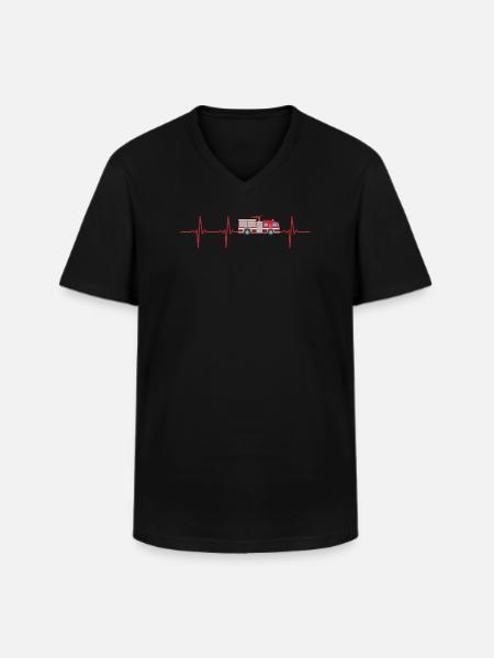 Brandvæsenets heartbeat brandmand - Klassisk herre T-shirt med V-udskæring - sort