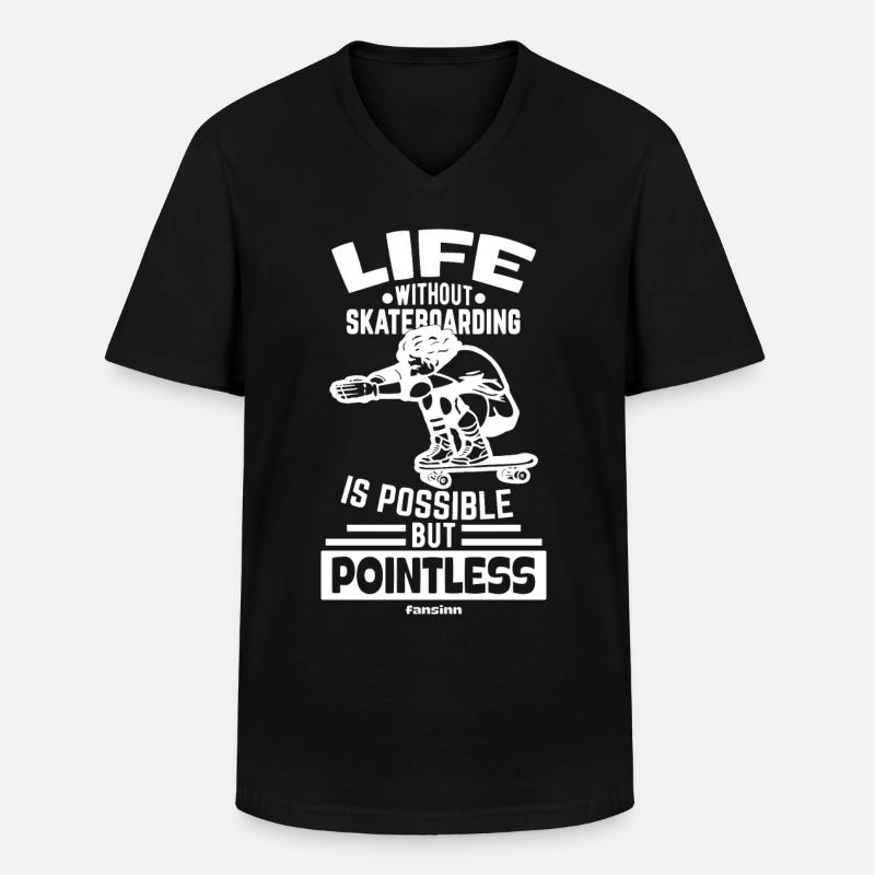 Skateboarding Longboard Halfpipe Geschenk - Männer-T-Shirt mit V-Ausschnitt - Schwarz