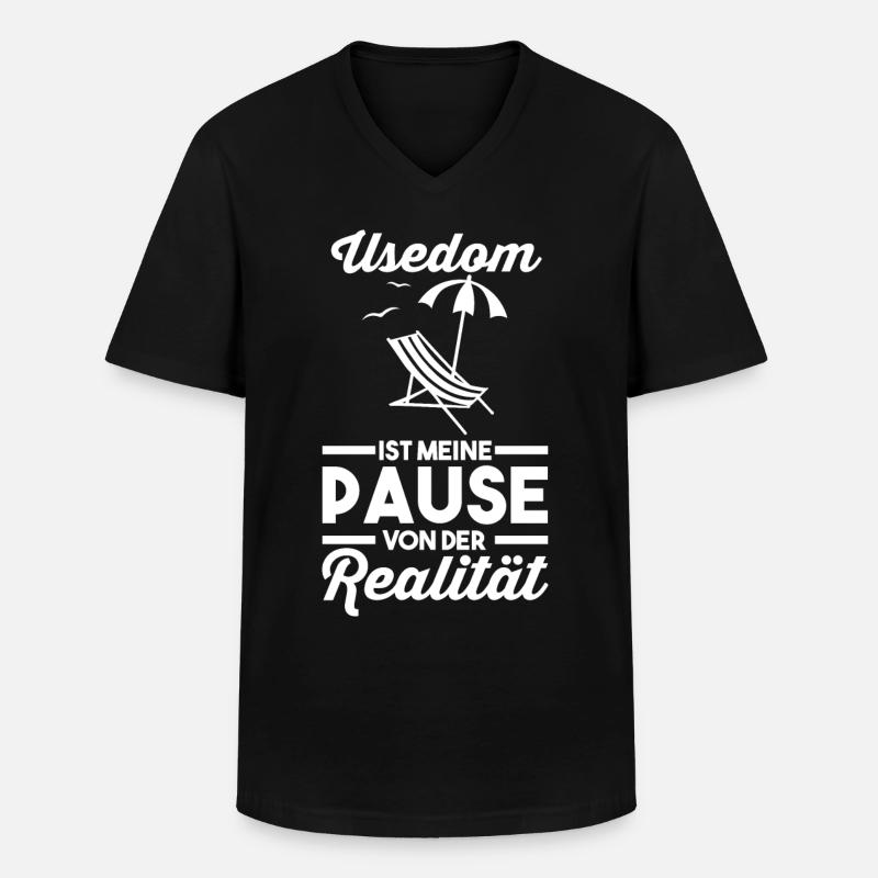 Ostsee Usedom - Männer-T-Shirt mit V-Ausschnitt - Schwarz
