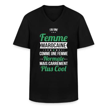 J'ai une femme Marocaine plus cool - T-shirt col V Homme - noir - Devant - AI Model Male 178 dark (178cm)