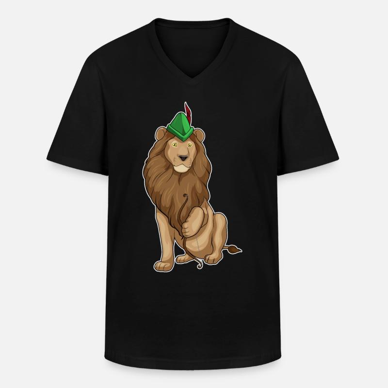Löwe Bogenschütze Bogen - Männer-T-Shirt mit V-Ausschnitt - Schwarz