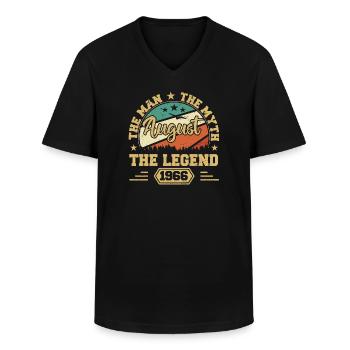 Legendär seit August 1966 Vintage 1966 August - Männer-T-Shirt mit V-Ausschnitt - Schwarz - Vorne - AI Model Male 178 dark (178cm)