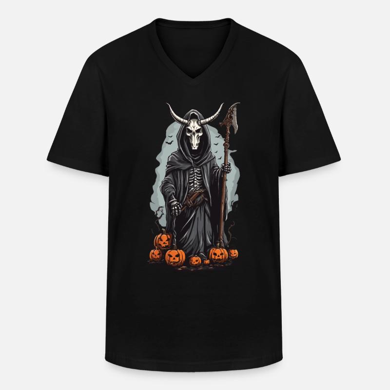 Sensenmann Halloween Dämonischer Druide Design - Männer-T-Shirt mit V-Ausschnitt - Schwarz