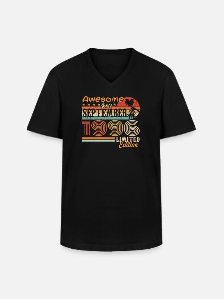 September 1996 - Birthday 1996 September - Men's V-Neck T-Shirt - black