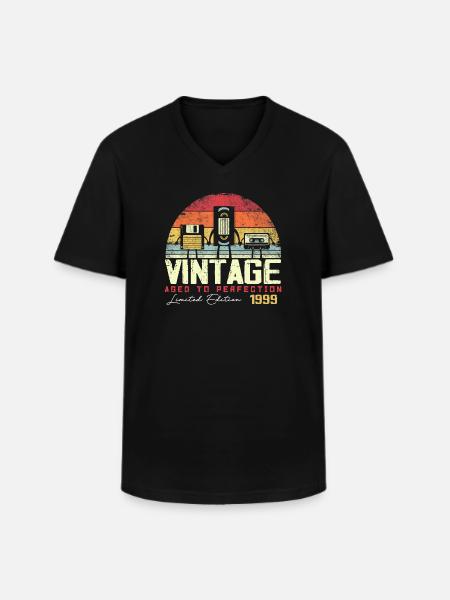 Cadeau Millésime 1999 - T-shirt col V Homme - noir