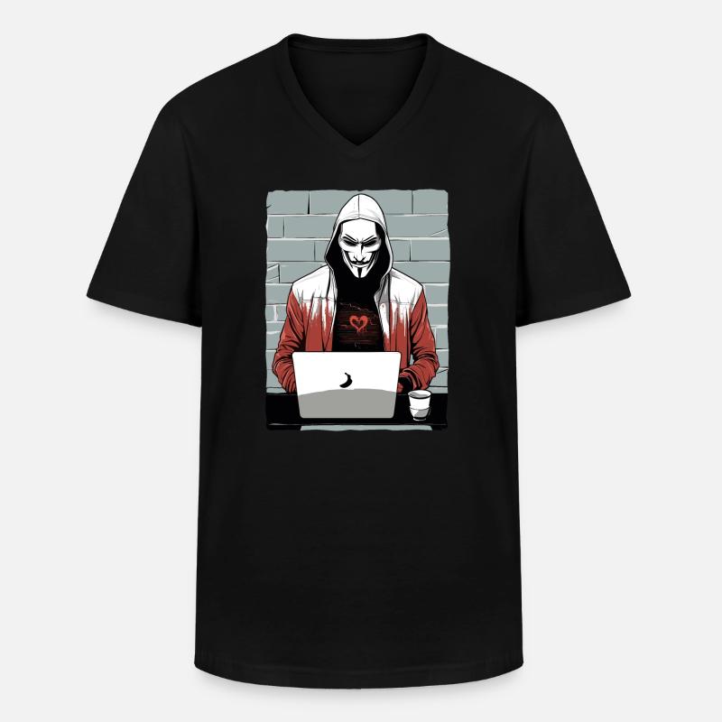 Anonymous Hacker - Männer-T-Shirt mit V-Ausschnitt - Schwarz
