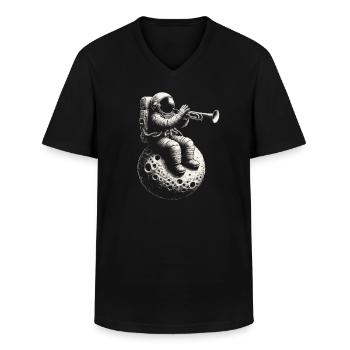 Astronaut mit Trompete - Männer-T-Shirt mit V-Ausschnitt - Schwarz - Vorne - AI Model Male 178 dark (178cm)