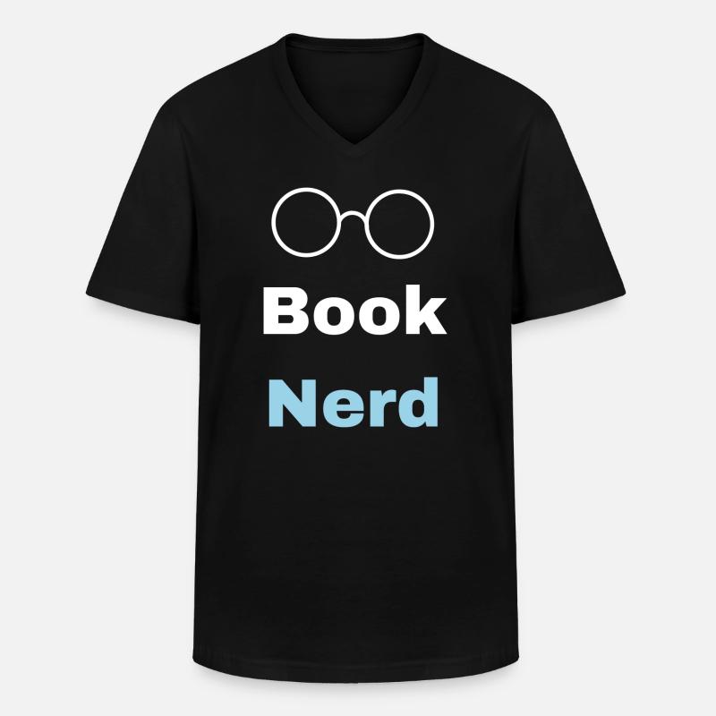 Buch-Nerd - Männer-T-Shirt mit V-Ausschnitt - Schwarz