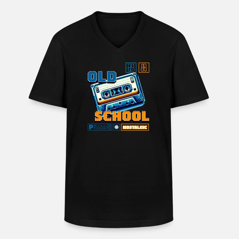 OldSchool - Männer-T-Shirt mit V-Ausschnitt - Schwarz