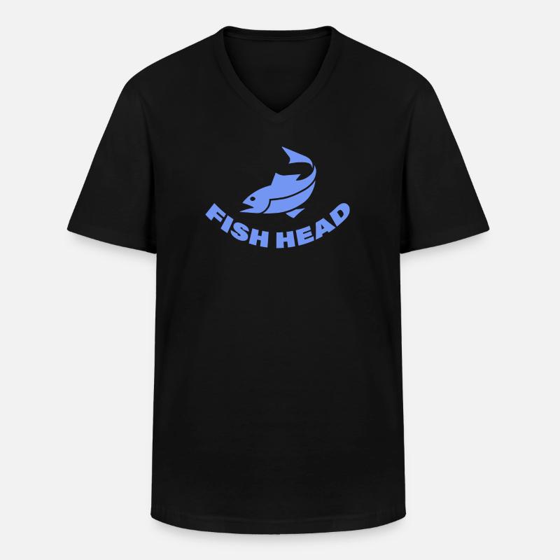 FISH HEAD - Männer-T-Shirt mit V-Ausschnitt - Schwarz