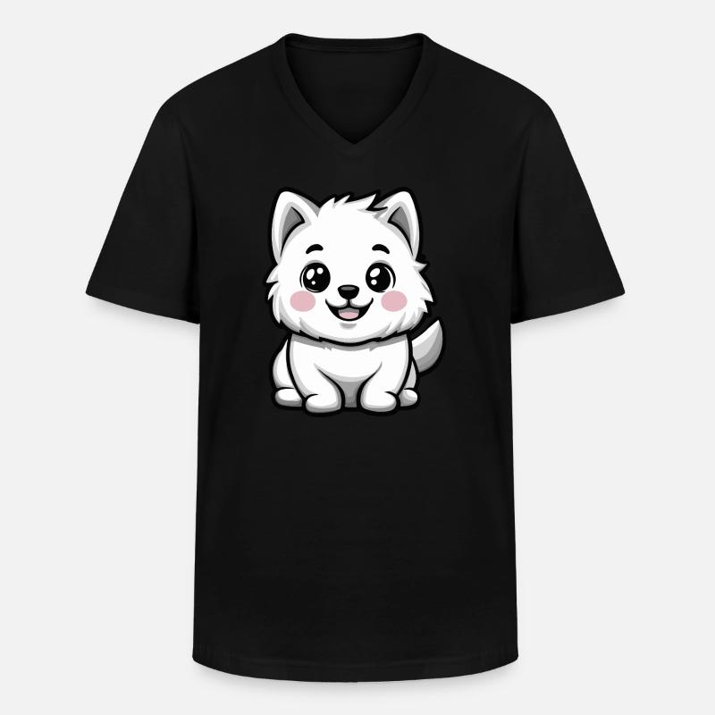 Samojede Hund Niedlich - Männer-T-Shirt mit V-Ausschnitt - Schwarz