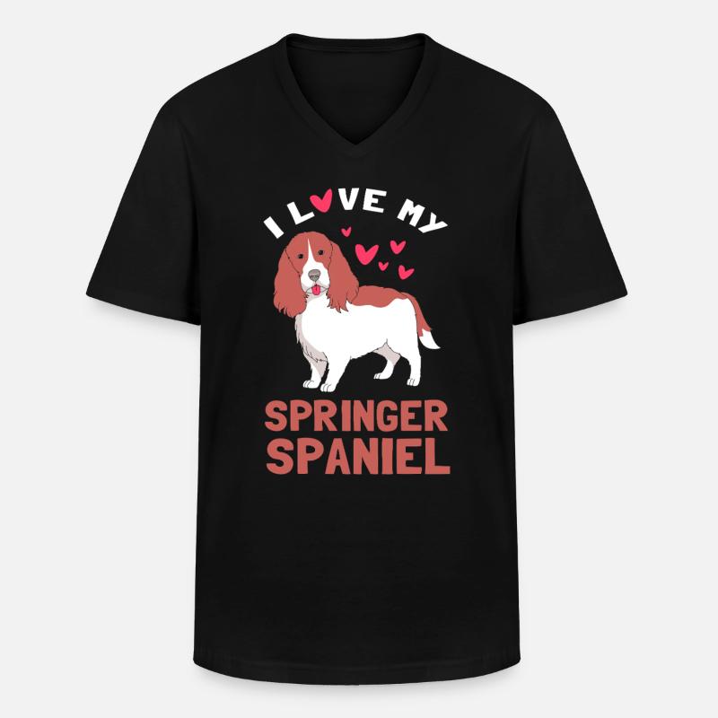 Springer Spaniel Cane - Maglietta da uomo classica con scollo a V - nero