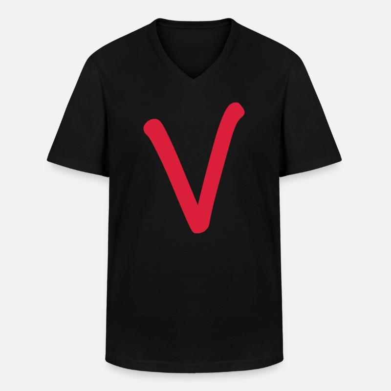 V - einfach nur V - Männer-T-Shirt mit V-Ausschnitt - Schwarz