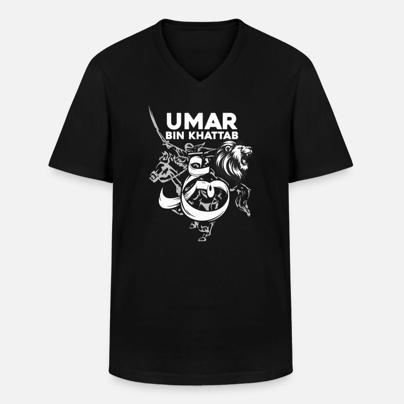 Umar Bin Khattab Inspirational tshirt - Men's V-Neck T-Shirt - black