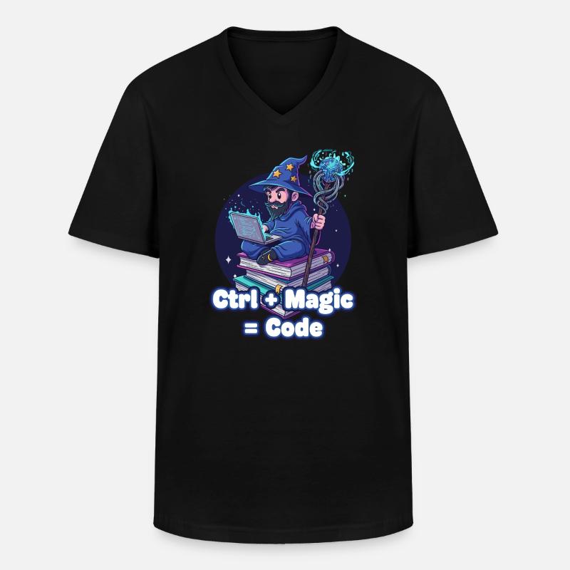 Ctrl Magic Code Wizard - Men's V-Neck T-Shirt - black