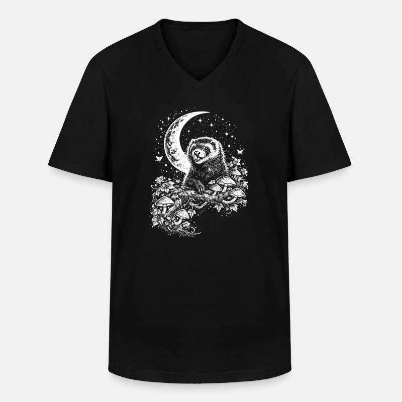 Moon Ferret - Männer-T-Shirt mit V-Ausschnitt - Schwarz