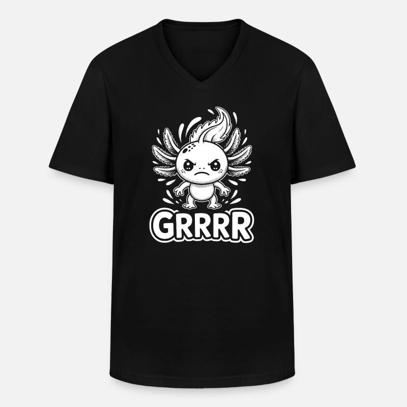Grump Axolotl - Männer-T-Shirt mit V-Ausschnitt - Schwarz