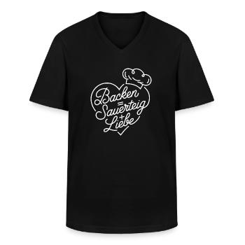 Backen mit Sauerteig und Liebe - Männer-T-Shirt mit V-Ausschnitt - Schwarz - Vorne - AI Model Male 178 dark (178cm)