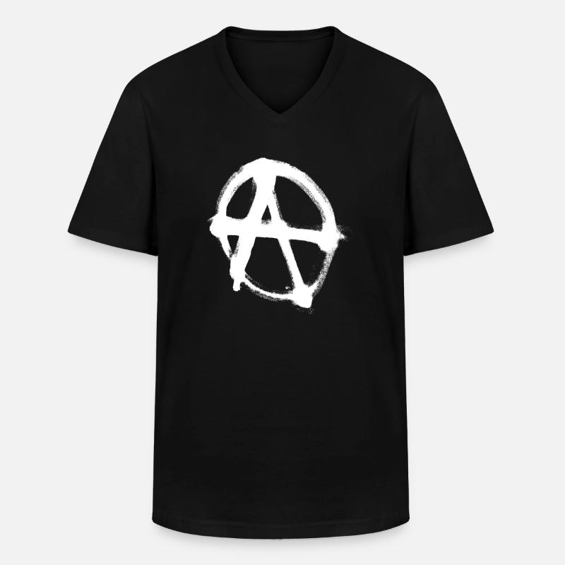 A - Männer-T-Shirt mit V-Ausschnitt - Schwarz