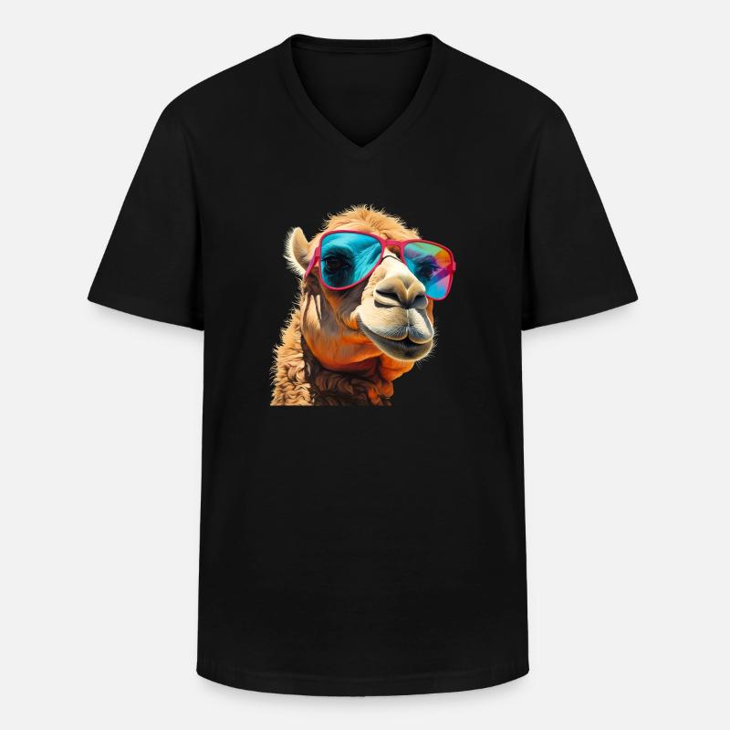 Kamel - Männer-T-Shirt mit V-Ausschnitt - Schwarz