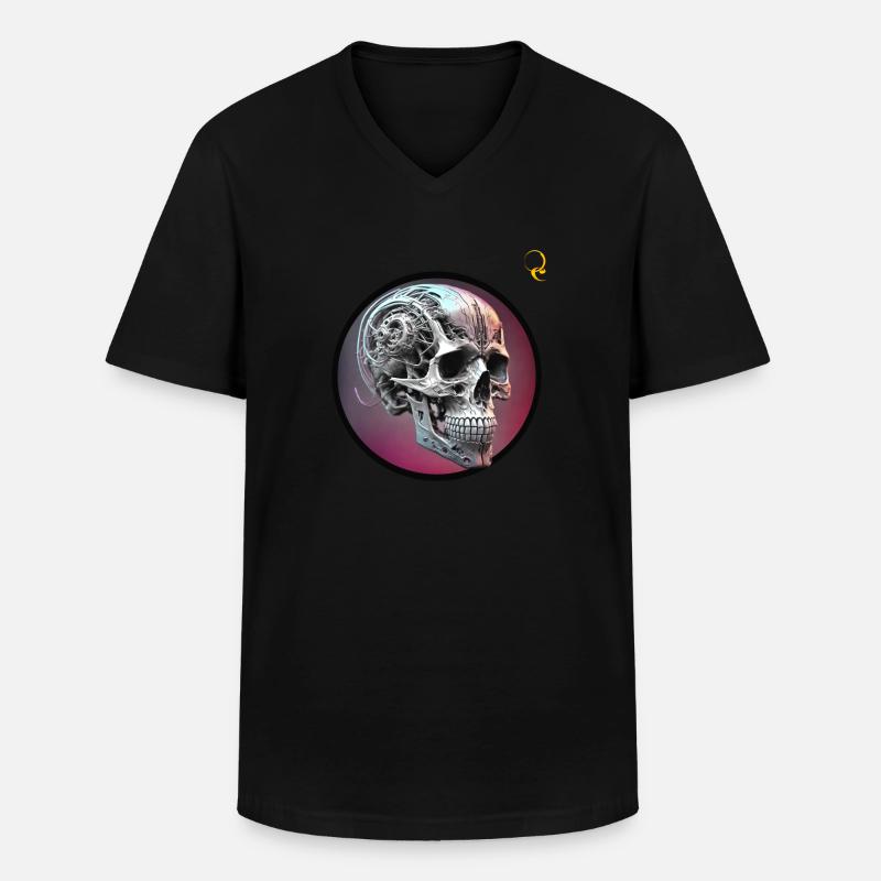 SCHÄDEL - Männer-T-Shirt mit V-Ausschnitt - Schwarz