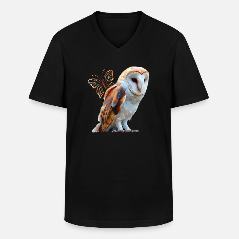 Schleiereule - Männer-T-Shirt mit V-Ausschnitt - Schwarz