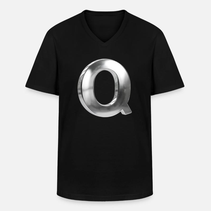 Chrome ,, Q " Metallic - Männer-T-Shirt mit V-Ausschnitt - Schwarz
