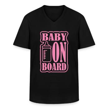 Bébé à bord - T-shirt col V Homme - noir - Devant - AI Model Male 178 dark (178cm)