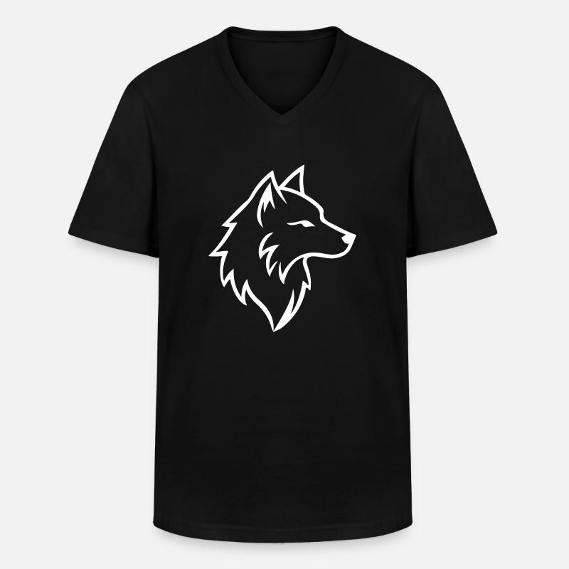 Wolf Outline - Men's V-Neck T-Shirt - black