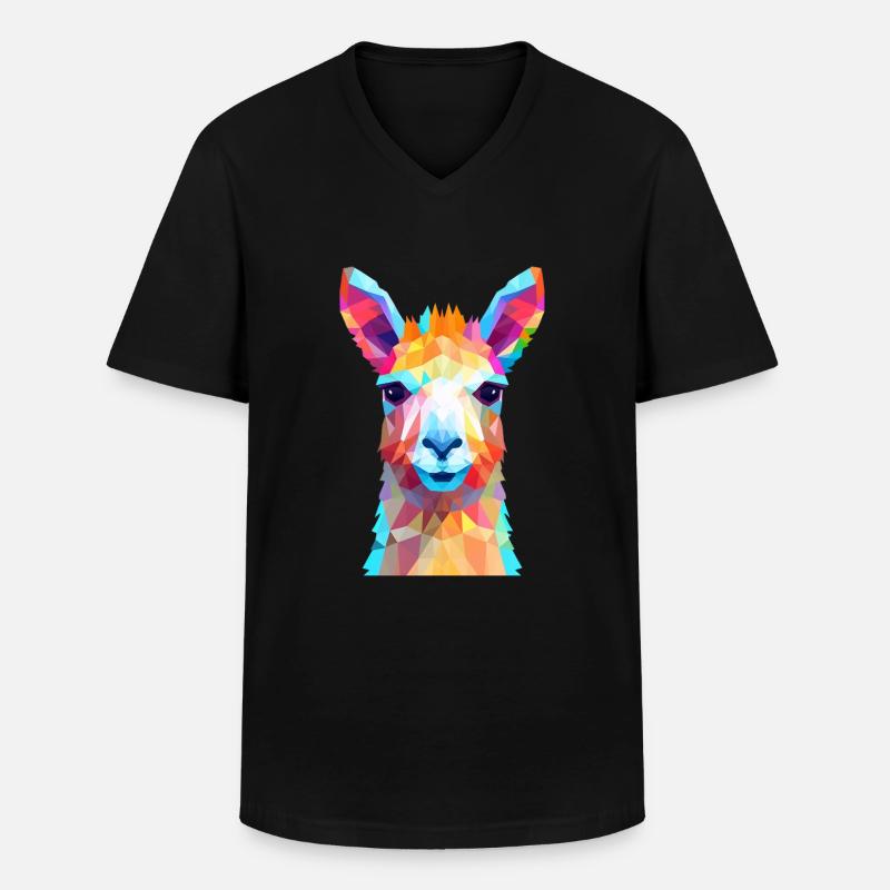 Lama - Männer-T-Shirt mit V-Ausschnitt - Schwarz