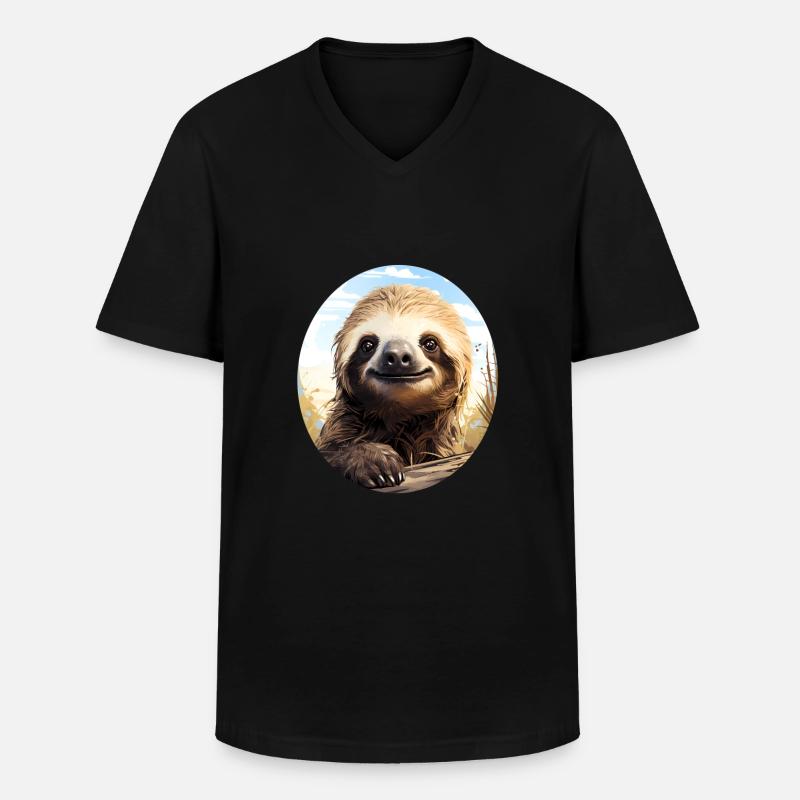 Faultier - Männer-T-Shirt mit V-Ausschnitt - Schwarz