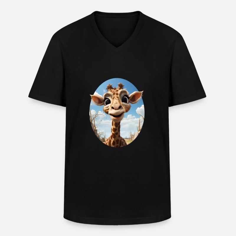 Giraffe - Männer-T-Shirt mit V-Ausschnitt - Schwarz