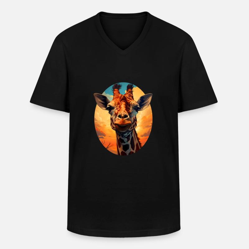 Giraffe - Männer-T-Shirt mit V-Ausschnitt - Schwarz