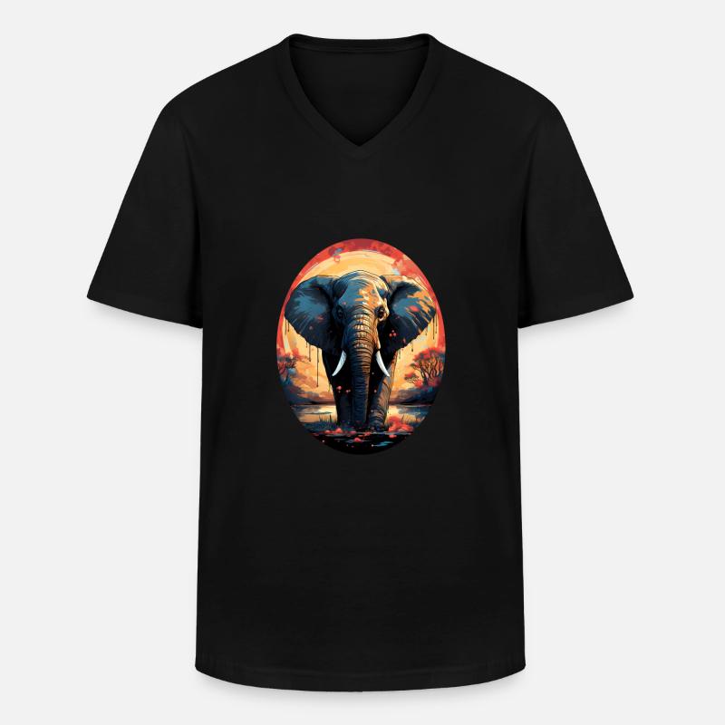 Elefant - Männer-T-Shirt mit V-Ausschnitt - Schwarz